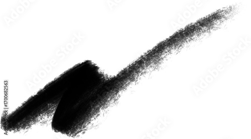 Abstract Handmade Black Brush Stroke Texture Isolated on Transparent Background 