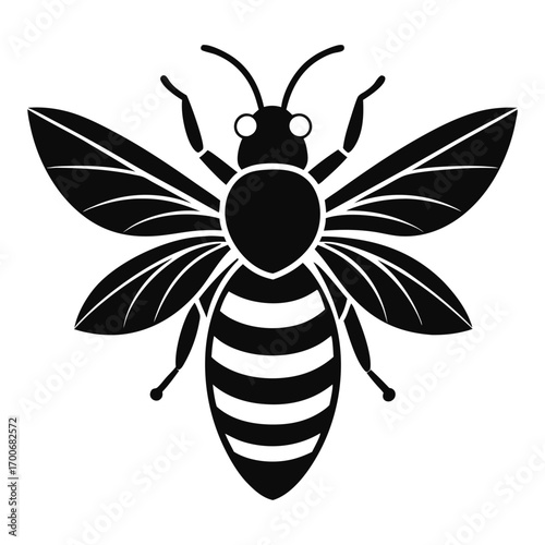Bee Silhouette Vector on White Background