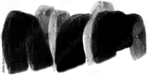 Abstract Handmade Black Brush Stroke Texture Isolated on Transparent Background 