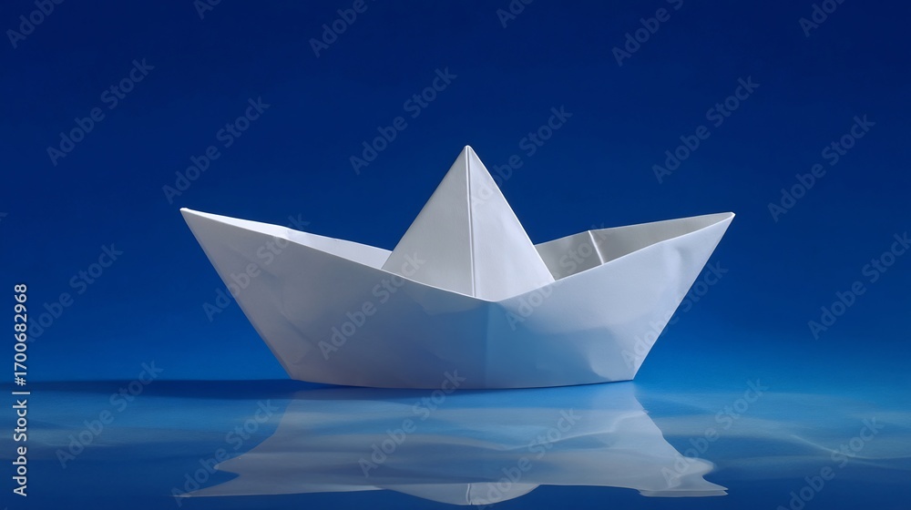 Obraz premium Classic Sail White Paper Boat Afloat