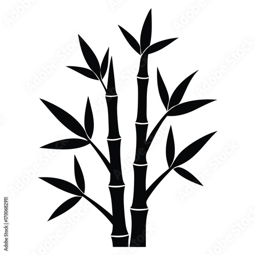 Bamboo Tree Logo Silhouette Vector Illustration