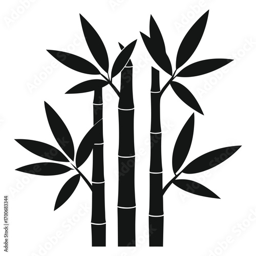 Bamboo Tree Logo Silhouette Vector Illustration