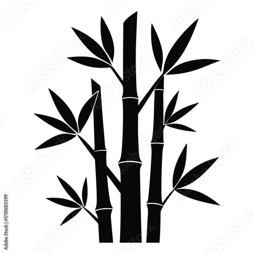 Bamboo Tree Logo Silhouette Vector Illustration