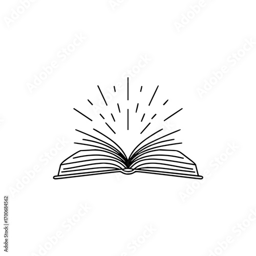 Open book knowledge learning education reading study literature library wisdom inspiration light vector
