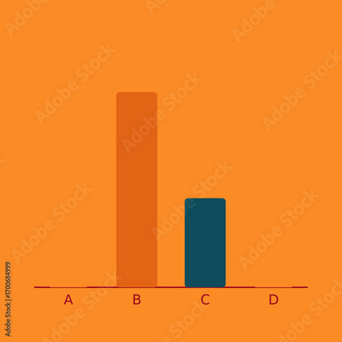 Abstract Bar Chart Displaying Comparative Data Points on a Vibrant Orange Background