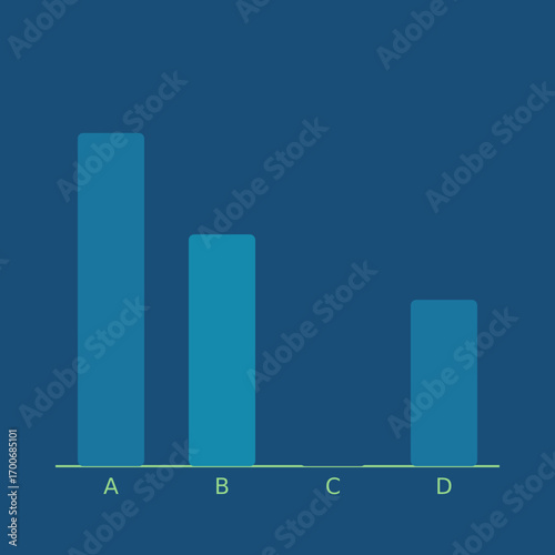 Minimalist Bar Chart Illustrating Quantitative Data Comparison Across Multiple Categories in Blue Tones