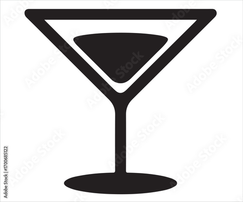 Vector silhouette of cocktail martini glass symbolizing alcohol and nightlife