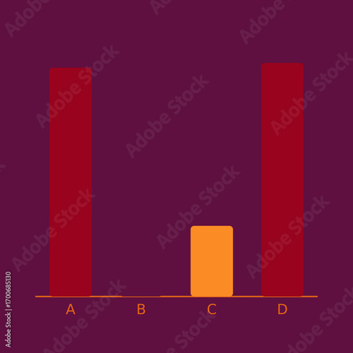 Minimalist Bar Chart Showing Varied Data Points in Red and Orange on Dark Background