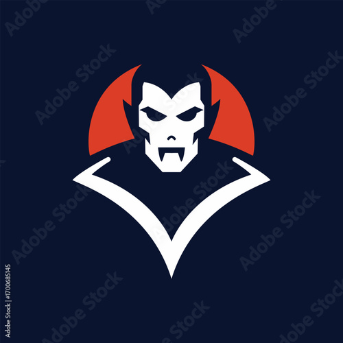 Stylized Vampire Silhouette in Red and White