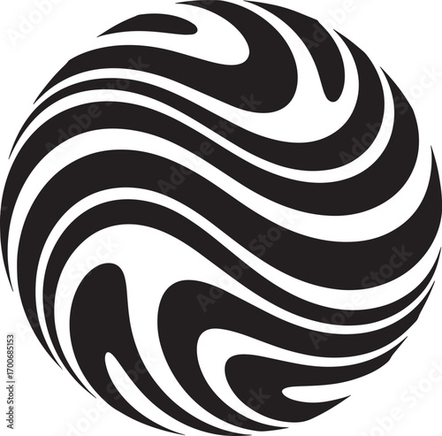 Abstract Swirl Sphere on Transparent Background for Modern Design and Visual Effects