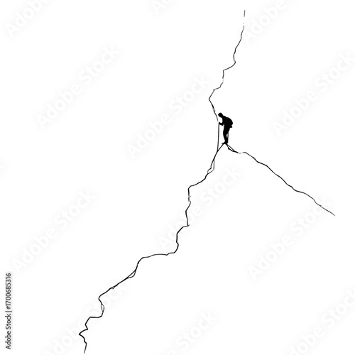 Silhouette climber mountain climbing peak adventure hiking trekking extreme sport outdoors nature landscape rock art