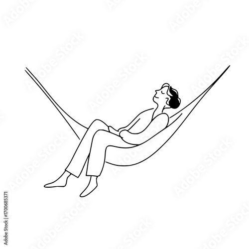 Man relaxing in hammock illustration vector design summer vacation holiday leisure lifestyle relaxation rest time 100