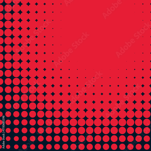 Bold Geometric Halftone Pattern with Red and Dark Blue Optical Illusion Effect