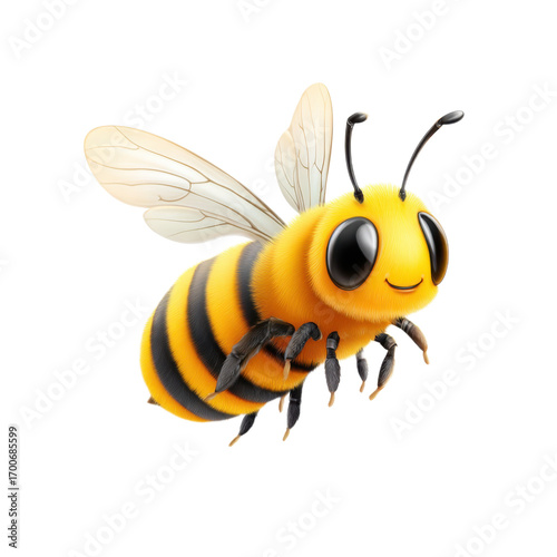 A cartoon bee with a smile on its face
