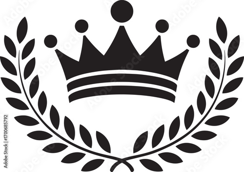 Elegant Crown and Laurel Wreath Emblem Design for Royalty, Success, and Achievement Projects
