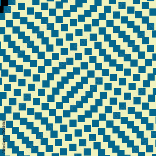 Vibrant Teal Blue and Cream Squares Create a Dynamic Diagonal Grid Pattern