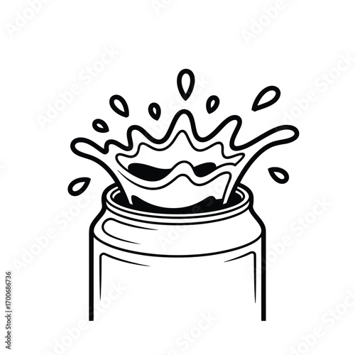 Hand drawn illustration of liquid splashing out of a jar