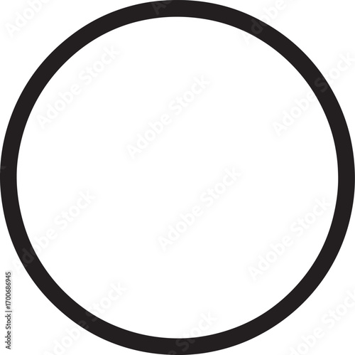 Simple Circle Shape Icon Design Element with Bold Outline on Transparent Background Vector