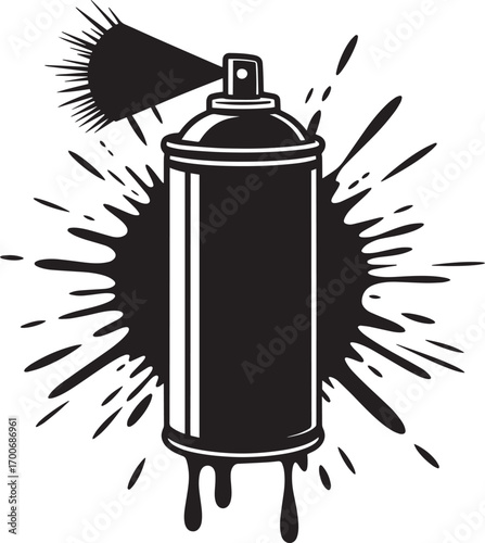 Spray Paint Can with Splatter Design Element on Transparent Background Vector Illustration