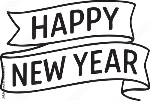 New Year's Cheer Banner: The elegance of a banner design, beautifully illustrating a Happy New Year greeting, a clear symbol for any festive occasion.