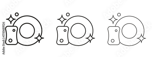 Washing dishes icon Illustration Eps10. Line with editable stroke