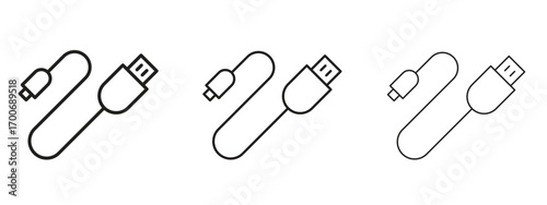USB cable icon Illustration Eps10. Line with editable stroke