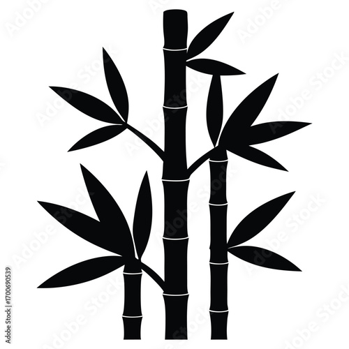 Bamboo Tree Leaves Silhouette Vector EPS