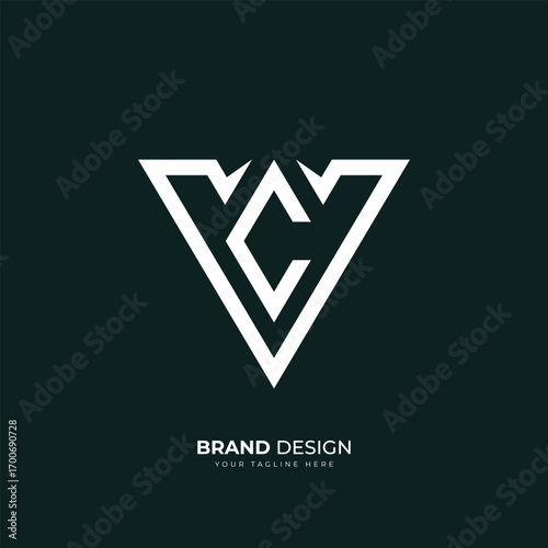 Letter Cv or Vc triangle minimal unique stylish monogram logo