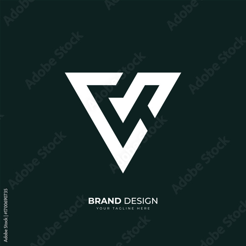 Letter Cv or Vc initial minimal triangle unique creative logo