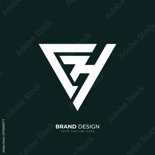 Letter Hg or Gh initial minimal triangle unique geometric logo