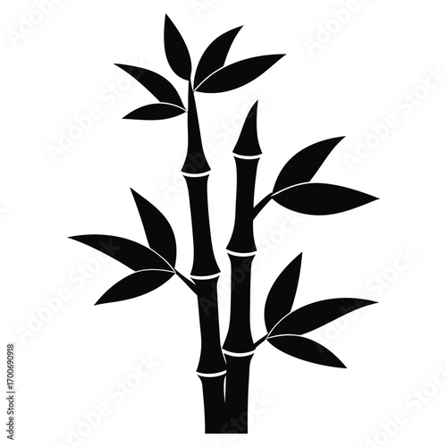 Bamboo Tree Leaves Silhouette Vector EPS