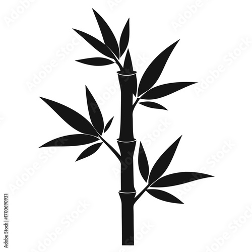 Bamboo Tree Leaves Silhouette Vector EPS