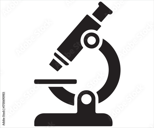 Vector silhouette of microscope laboratory instrument for science research