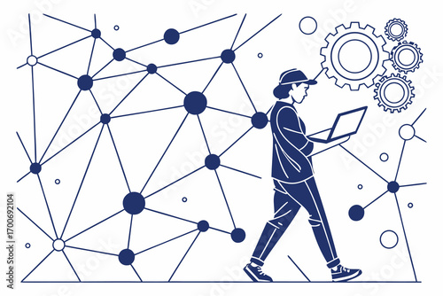 Technology Background with Futuristic Digital Patterns. Technology Background for Business and Innovation Concepts. Technology Background Featuring AI and Robotics Elements. Technology Background with
