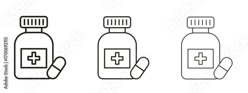 Pill bottle icon Illustration Eps10. Line with editable stroke