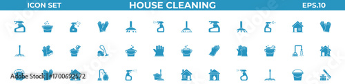 Editable  house cleaning vector icons, perfect for home services, maintenance, and cleaning branding
