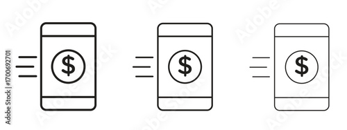 Mobile banking icon Illustration Eps10. Line with editable stroke