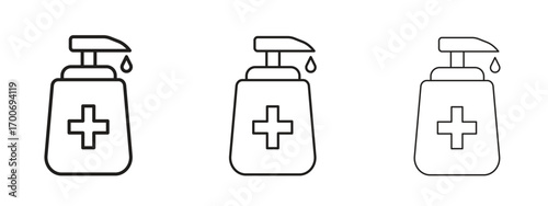 Hand sanitizer icon Illustration Eps10. Line with editable stroke