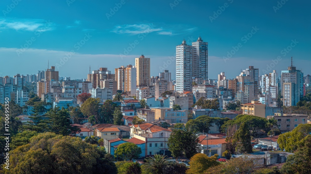 Obraz premium Cityscape aerial view with diverse buildings