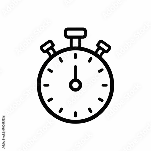 Simple line art illustration of a stopwatch, symbolizing time and measurement.