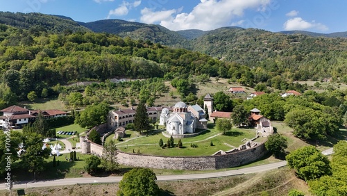 Studenica Monastery, Serbia - September 08 2025: Aerial photos of Studenica Monastery in Serbia