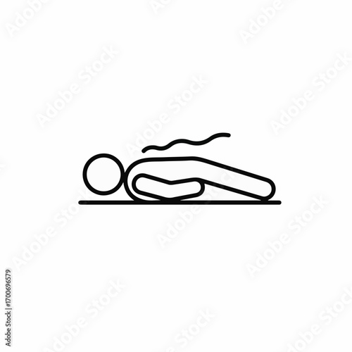 Man lying down exhausted, feeling unwell with wavy lines indicating discomfort.