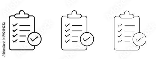 Clipboard check icon Illustration Eps10. Line with editable stroke