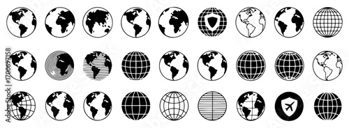 earth globe world icon set
