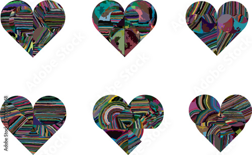 Abstract Heart Shapes Colorful Patterns mosaic