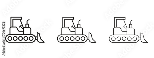 Bulldozer icon Illustration Eps10. Line with editable stroke