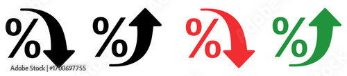 percent arrow up down icon set

