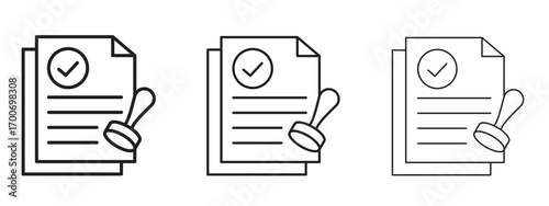 Approved document icon Illustration Eps10. Line with editable stroke