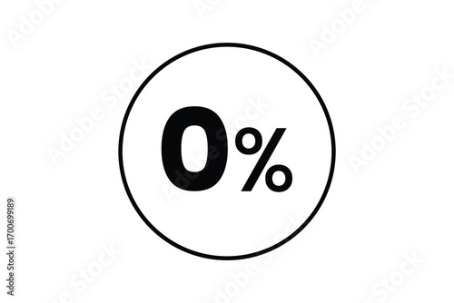 Zero Percent Sign in White Oval Shape on Transparent Background