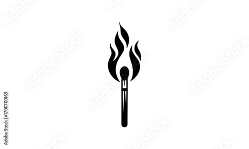 vector silhouette of a burning matchstick